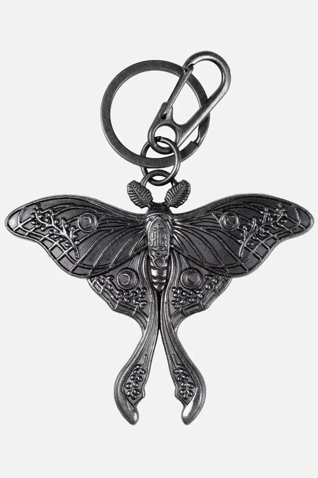 LUNA MOTH KEYCHAIN ANTIQUE SILVER
