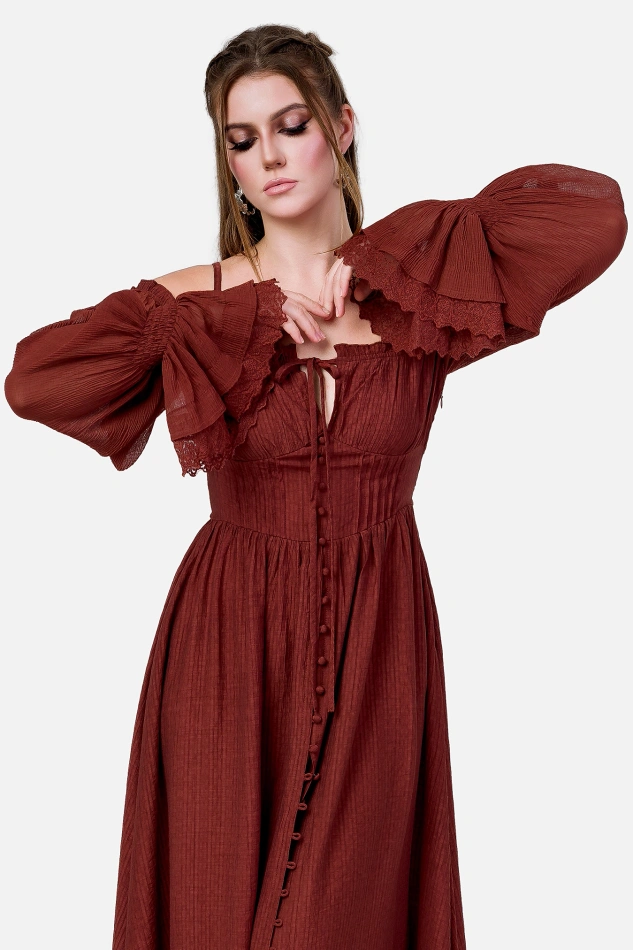 NIGHT CALLING MAXIKLEID ROSEWOOD